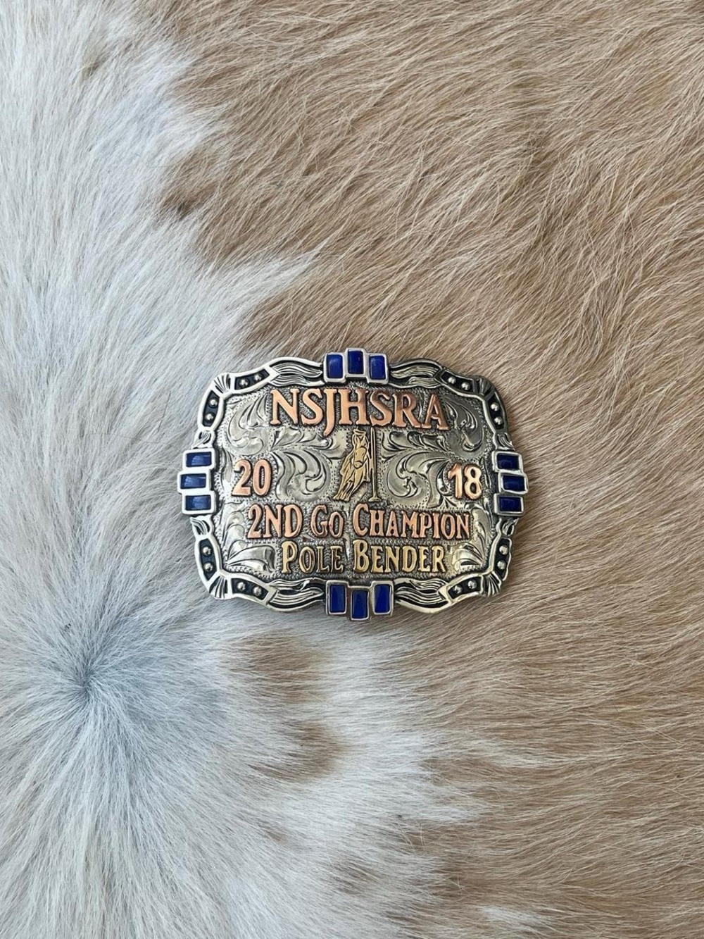 Champion Award Belt Buckle - Blue Accents